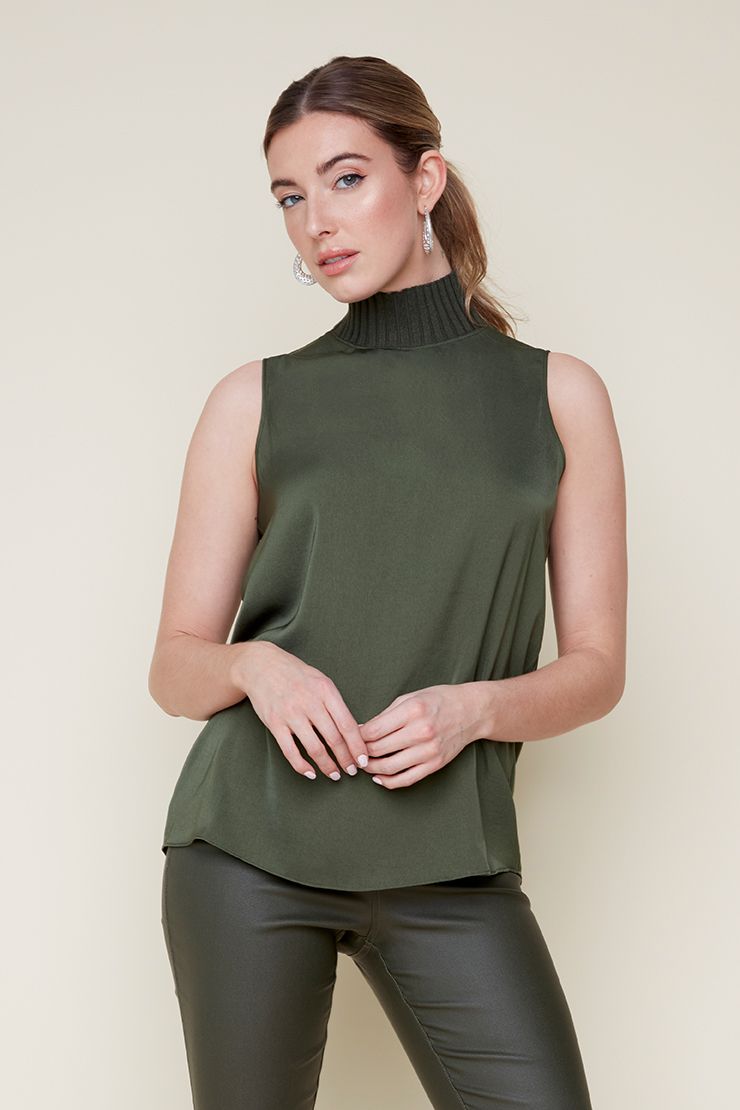 Sleeveless High Neck Blouse