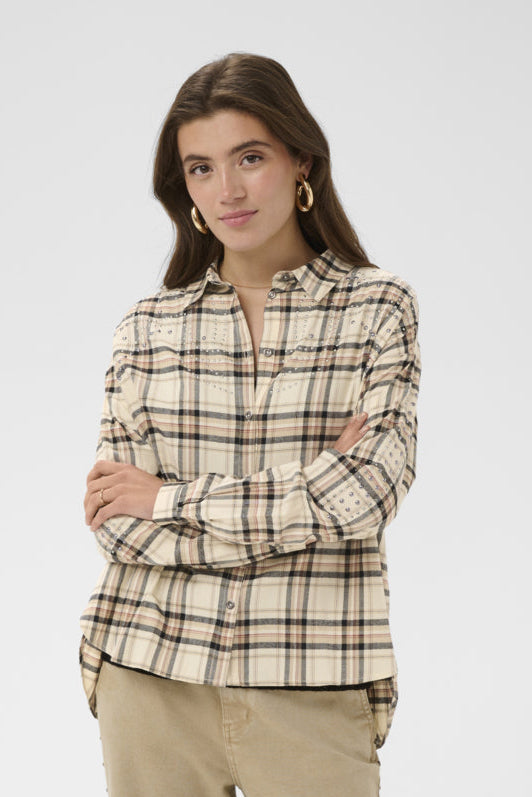 Cassey Plaid Shirt - Bleached Chalk/Nature