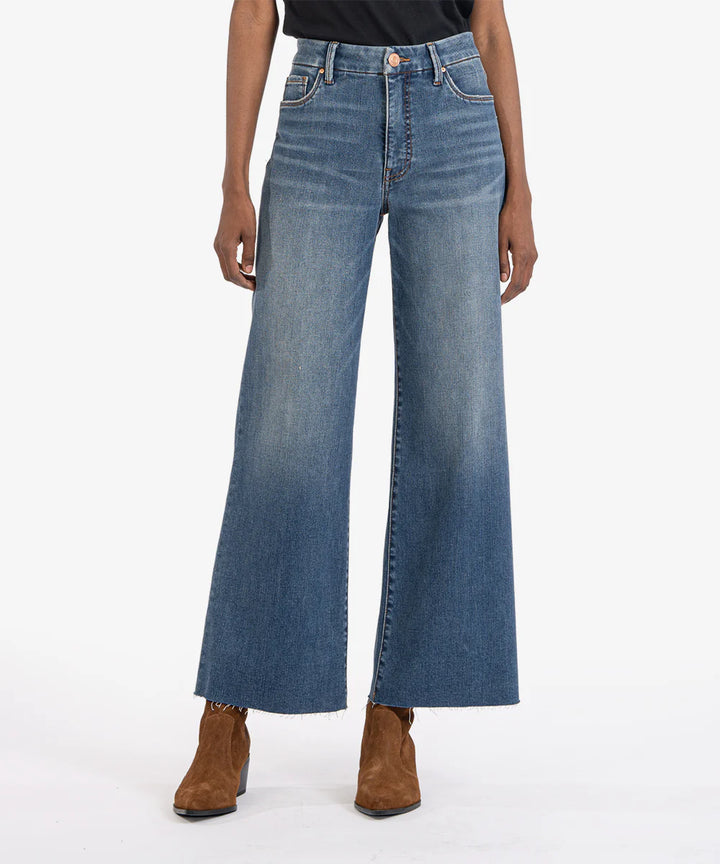 Meg High Rise Fab Ab Wide Leg Raw Hem (Milestone Wash)