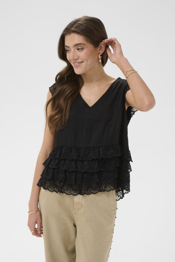 Soffie Lace Tank Top - Black