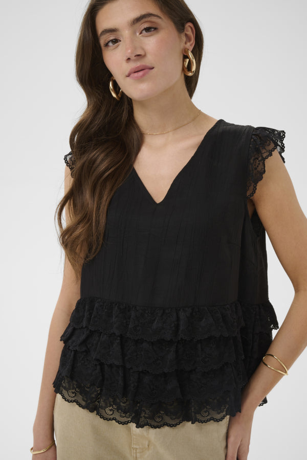Soffie Lace Tank Top - Black