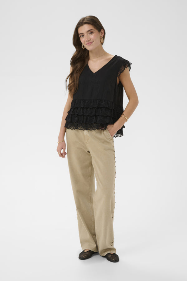 Soffie Lace Tank Top - Black