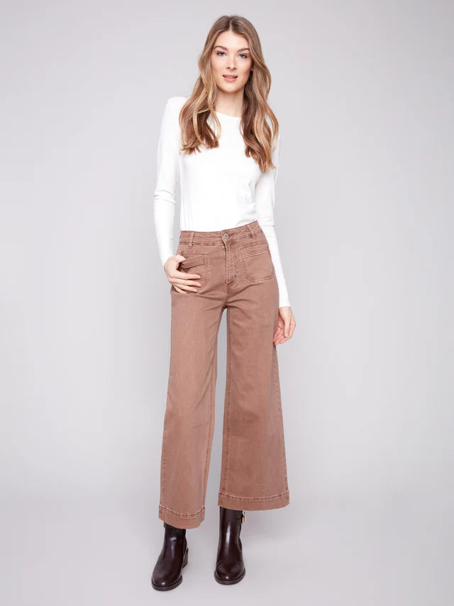Cropped Patch Pocket Flair Denim Jeans