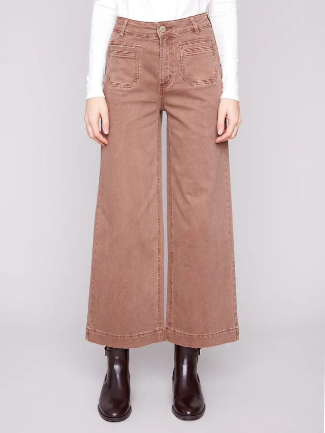 Cropped Patch Pocket Flair Denim Jeans