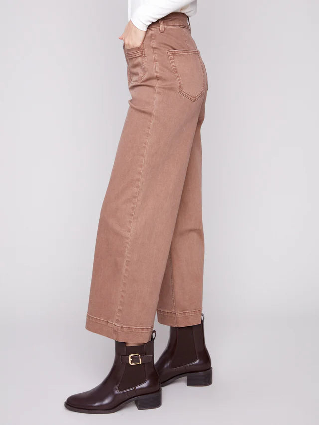 Cropped Patch Pocket Flair Denim Jeans
