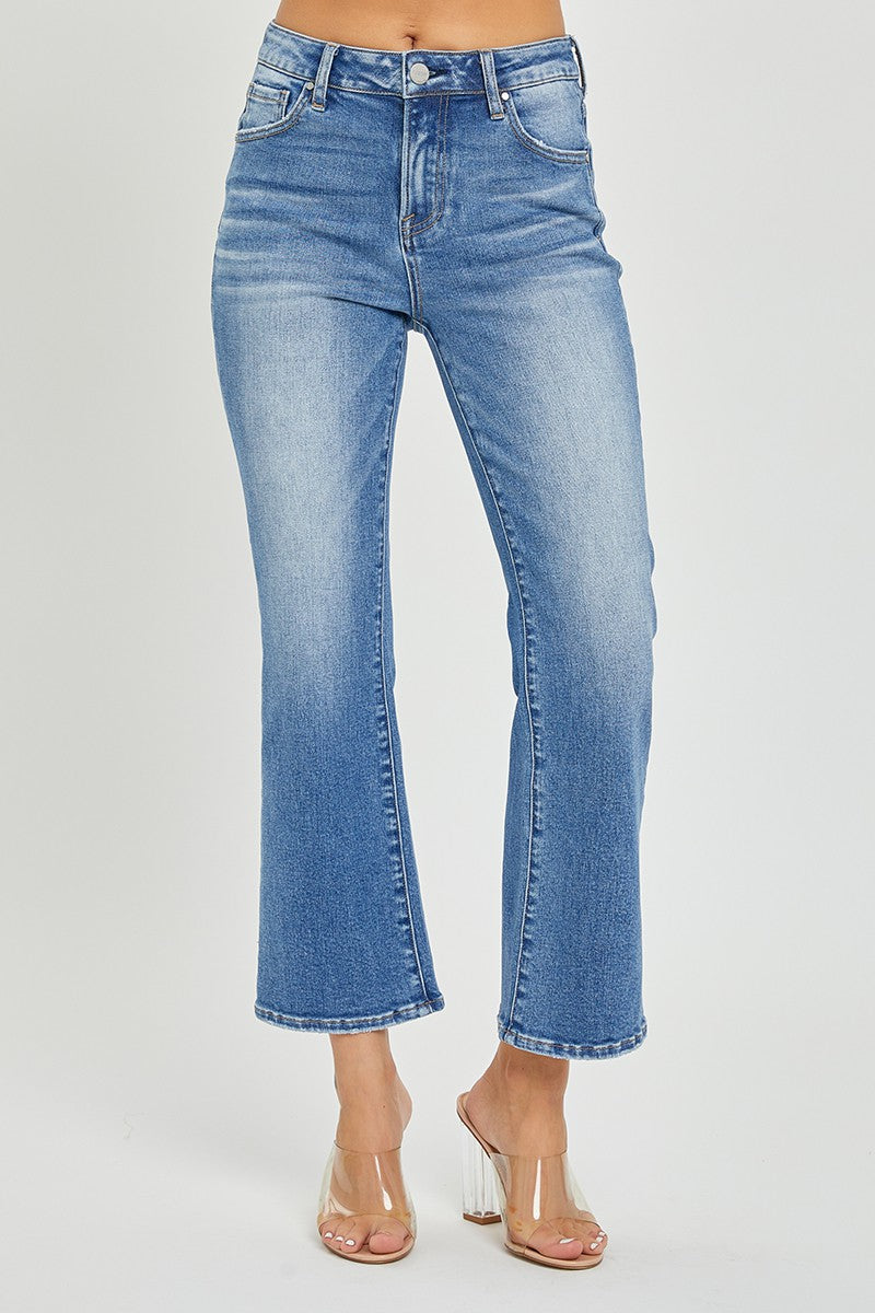 Plus Mid Rise Cropped Flare Jeans - Medium Wash