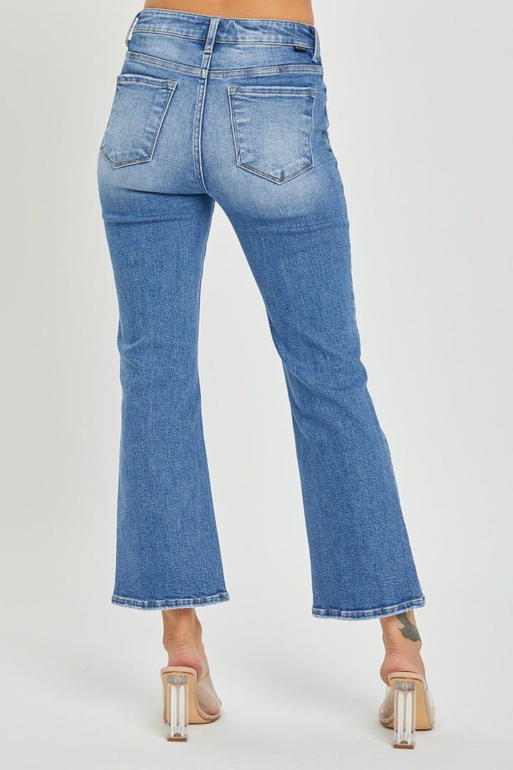 Plus Mid Rise Cropped Flare Jeans - Medium Wash