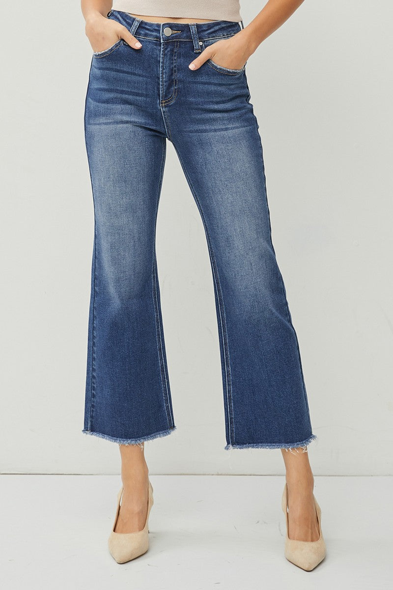 Plus High Rise Crop Straight Jeans - Dark Wash