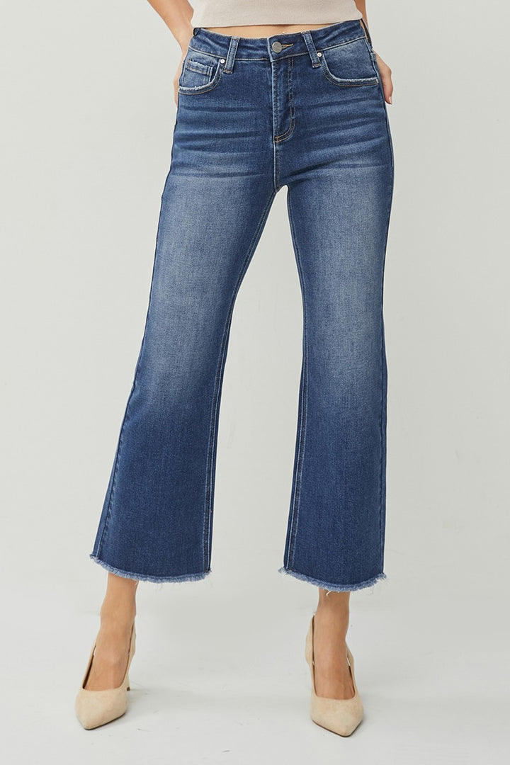 Plus High Rise Crop Straight Jeans - Dark Wash