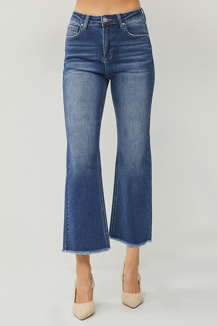 Plus High Rise Crop Straight Jeans - Dark Wash