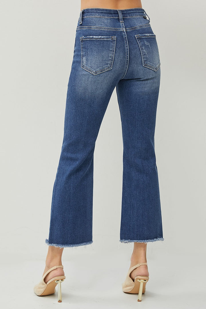 Plus High Rise Crop Straight Jeans - Dark Wash