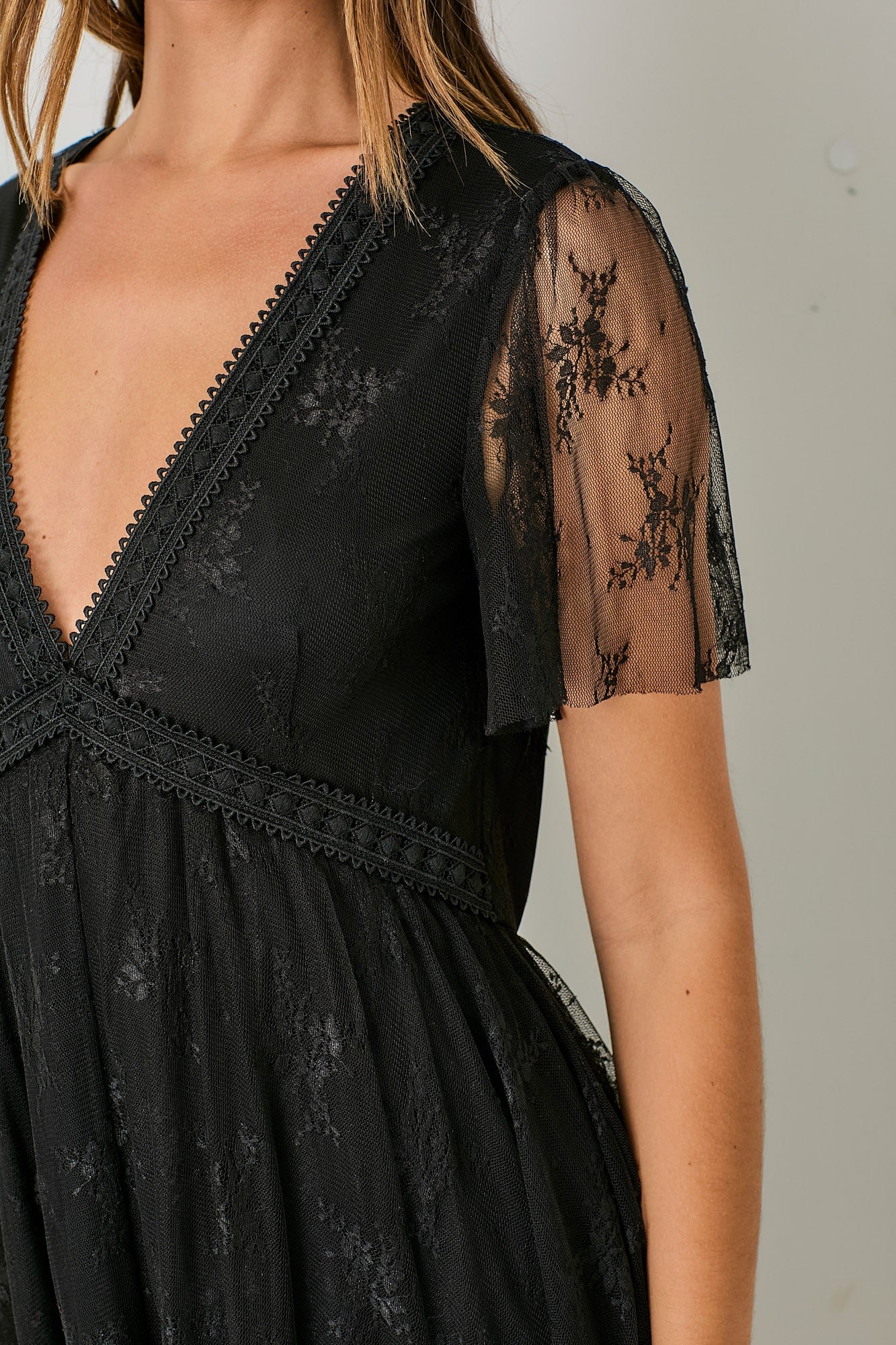 Embellished Lace Trim Dress