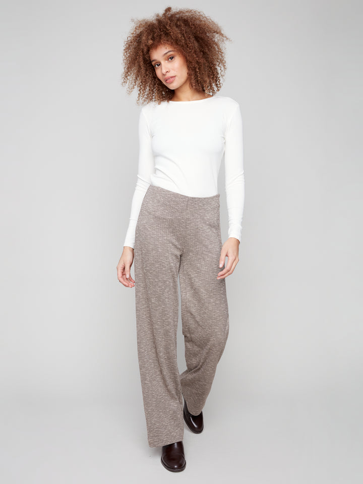 Herringbone Pull On Pants - Mocha