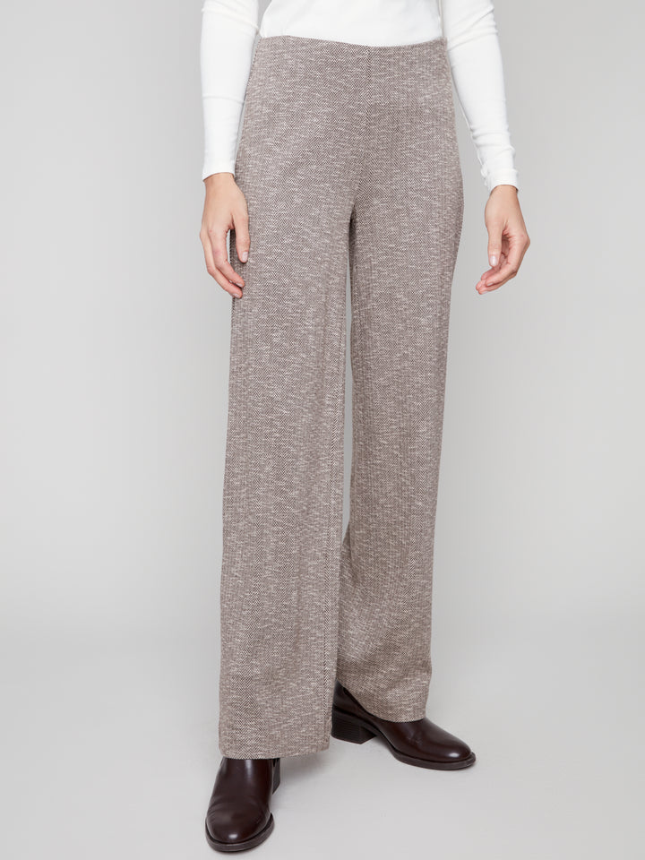 Herringbone Pull On Pants - Mocha