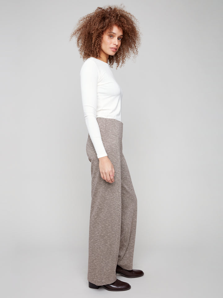 Herringbone Pull On Pants - Mocha