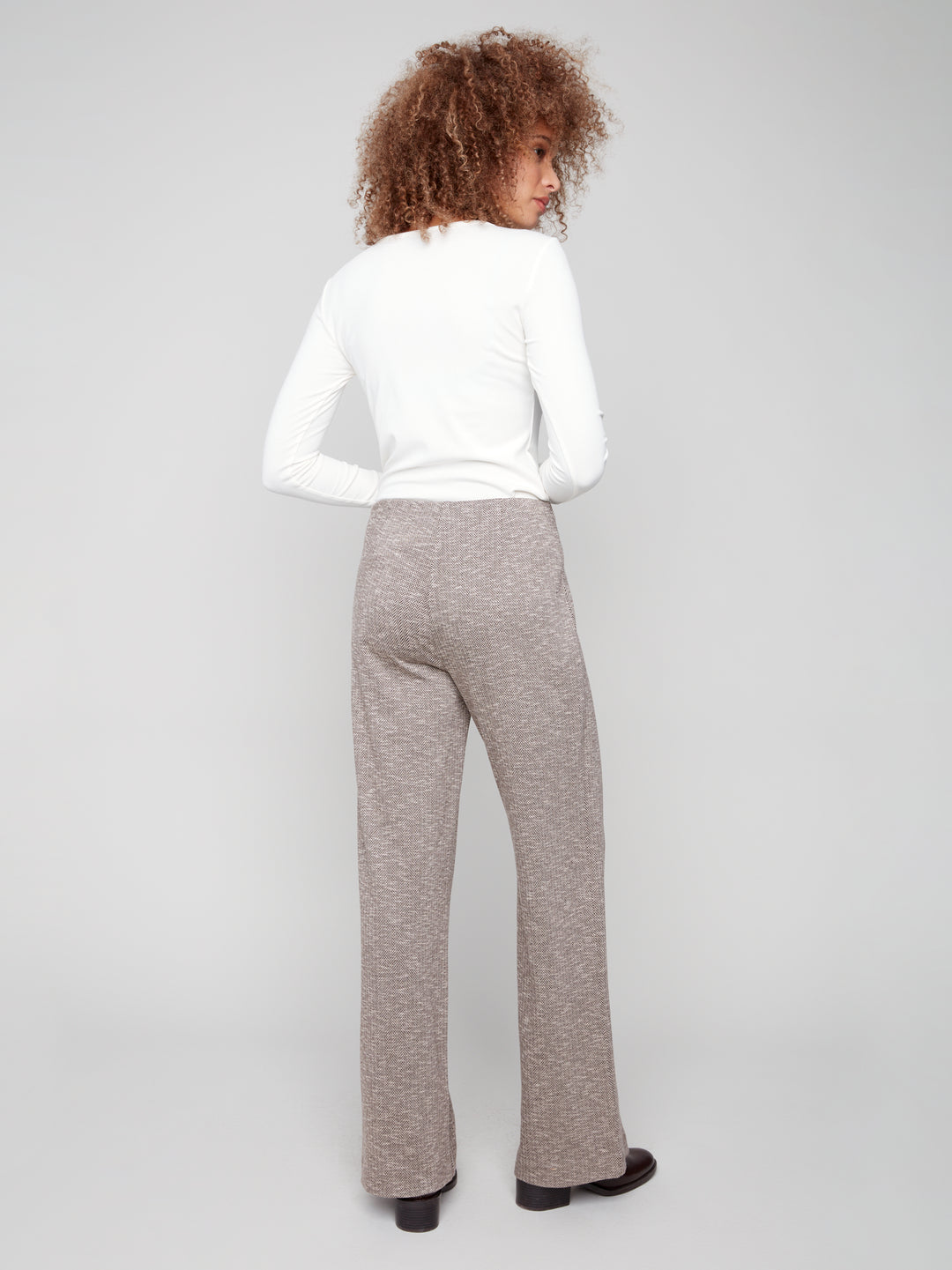 Herringbone Pull On Pants - Mocha