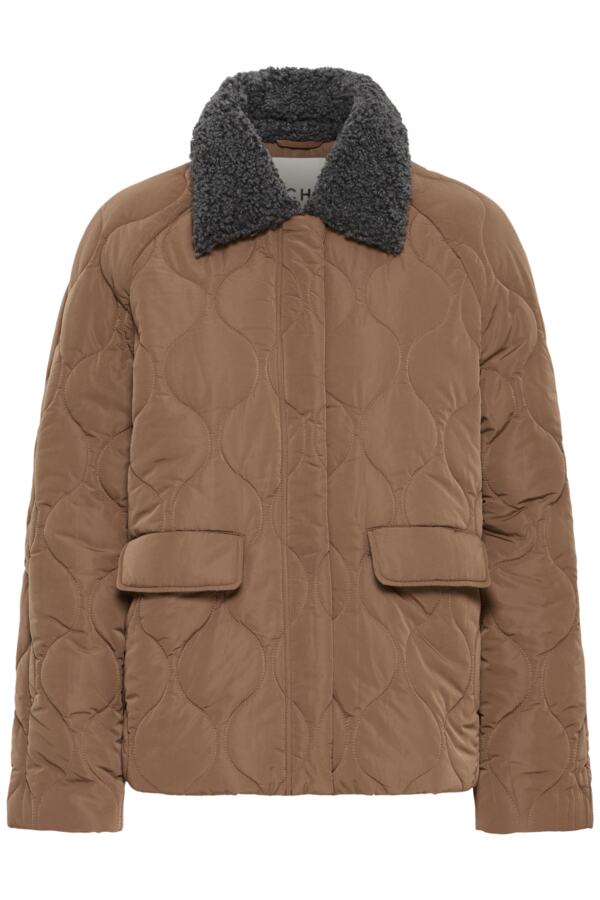 Full Zip Snaps Puffer Jacket - Cocoa Brown