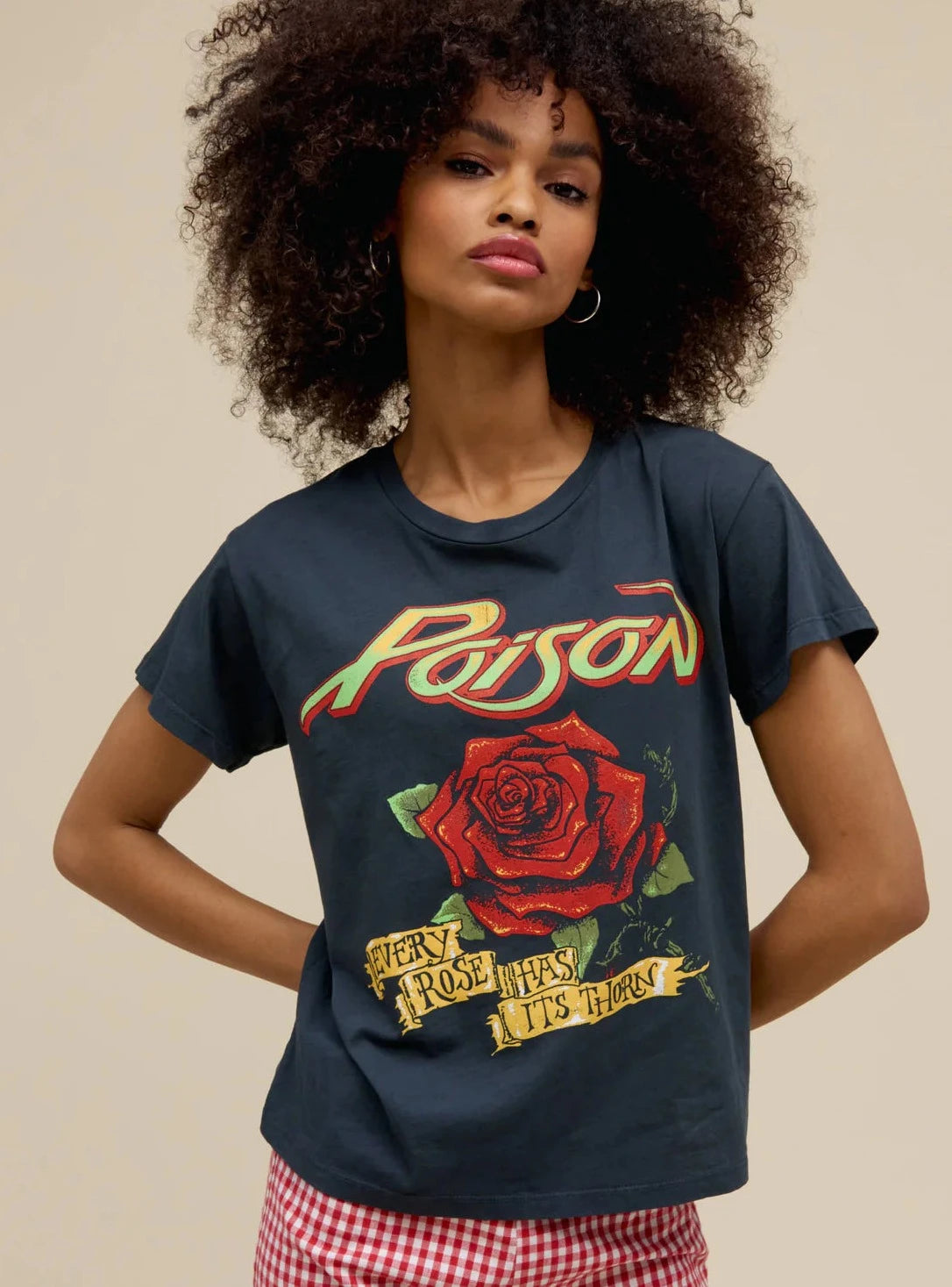 Poison Every Rose Has It's Thorn Solo Tee - Vintage Black
