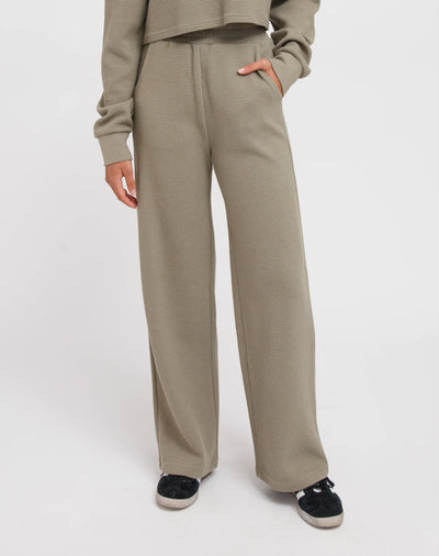 Waffle Wide Leg Pant - Olive