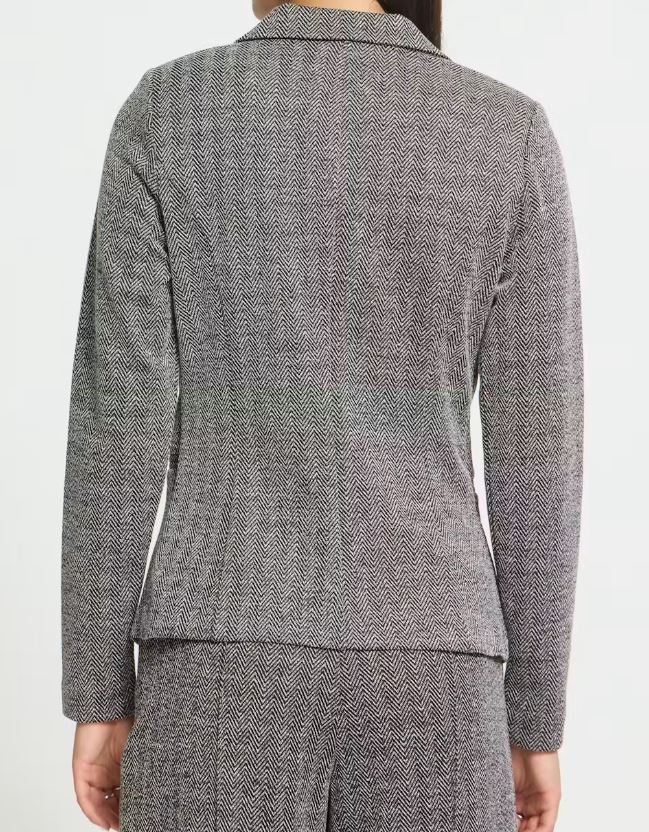 Katie Jacquard Blazer - Black &amp; White Herringbone