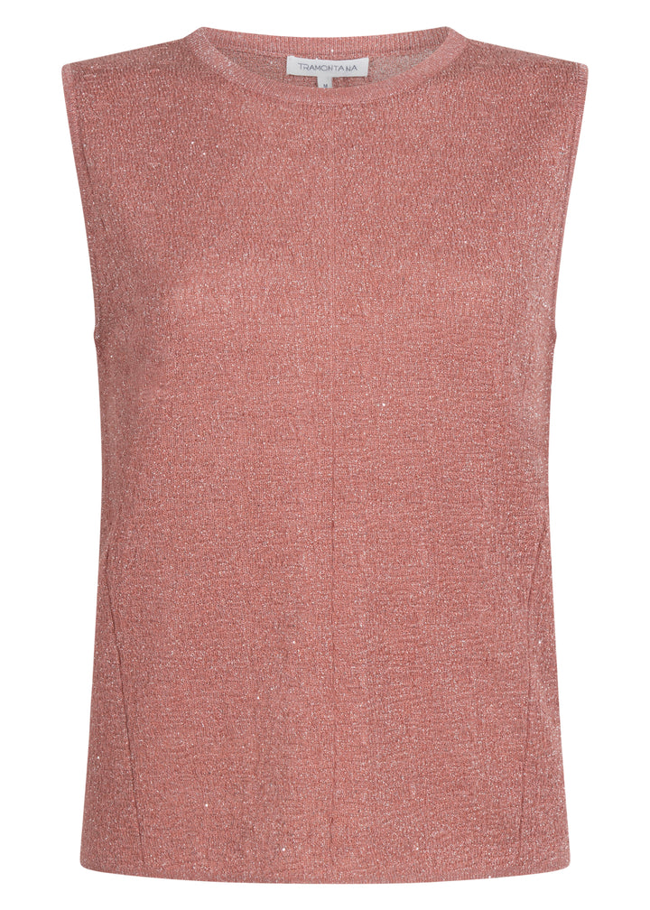 Pink sleeveless top on a white background