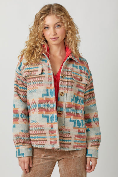 Aztec Shacket - Ivory Multi