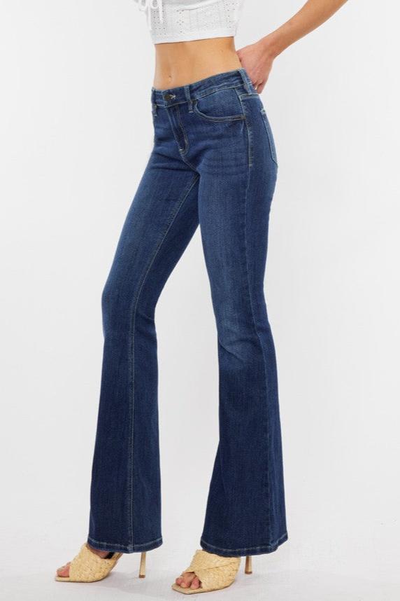 Ashley Mid Rise Flare Jeans - Medium Wash