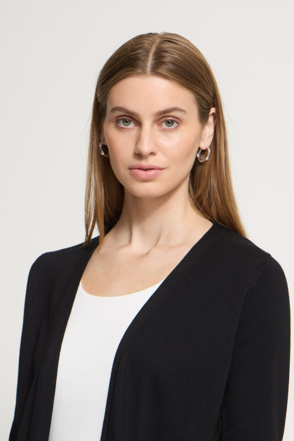 Long Open Cardigan - Black