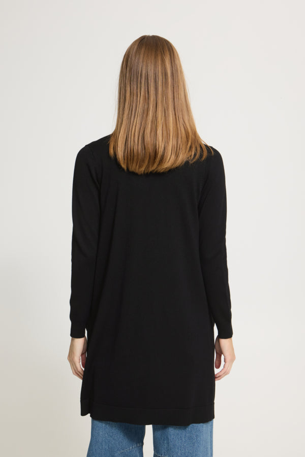 Long Open Cardigan - Black