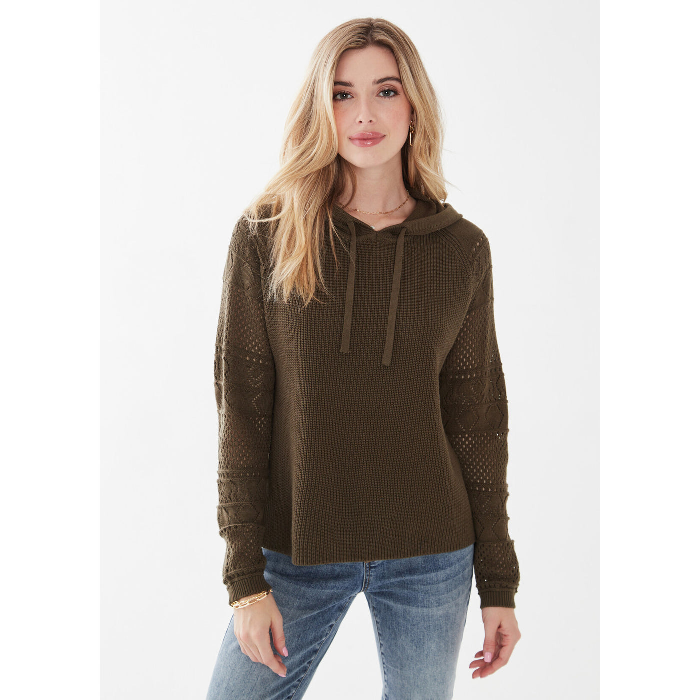 Crochet Sleeve Sweater (Olive)