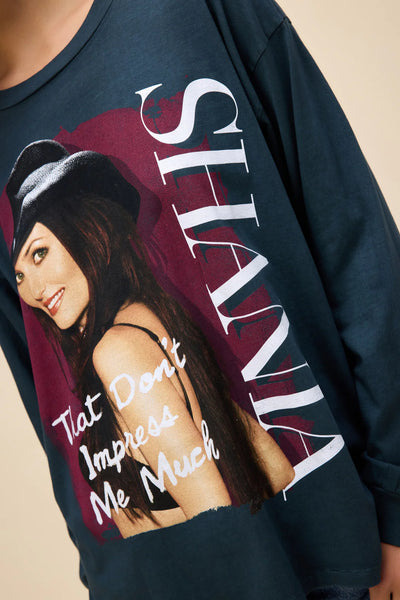 Shania Twain "That Don't Impress Me Much" Merch L/S Tee - Vintage Black