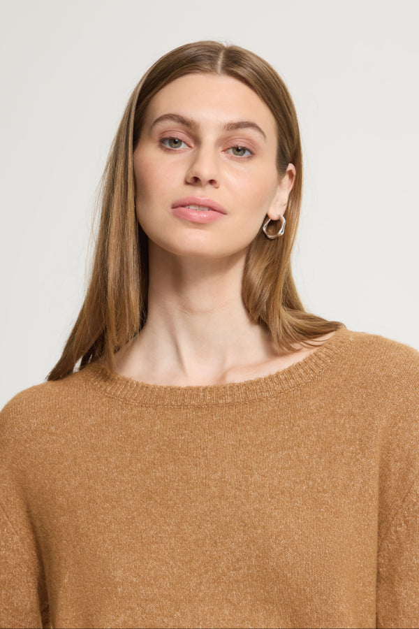 Discovery Sweater - Toasted Coconut with Blue