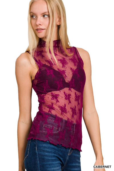 Lace See Through Layering Sleeveless Top