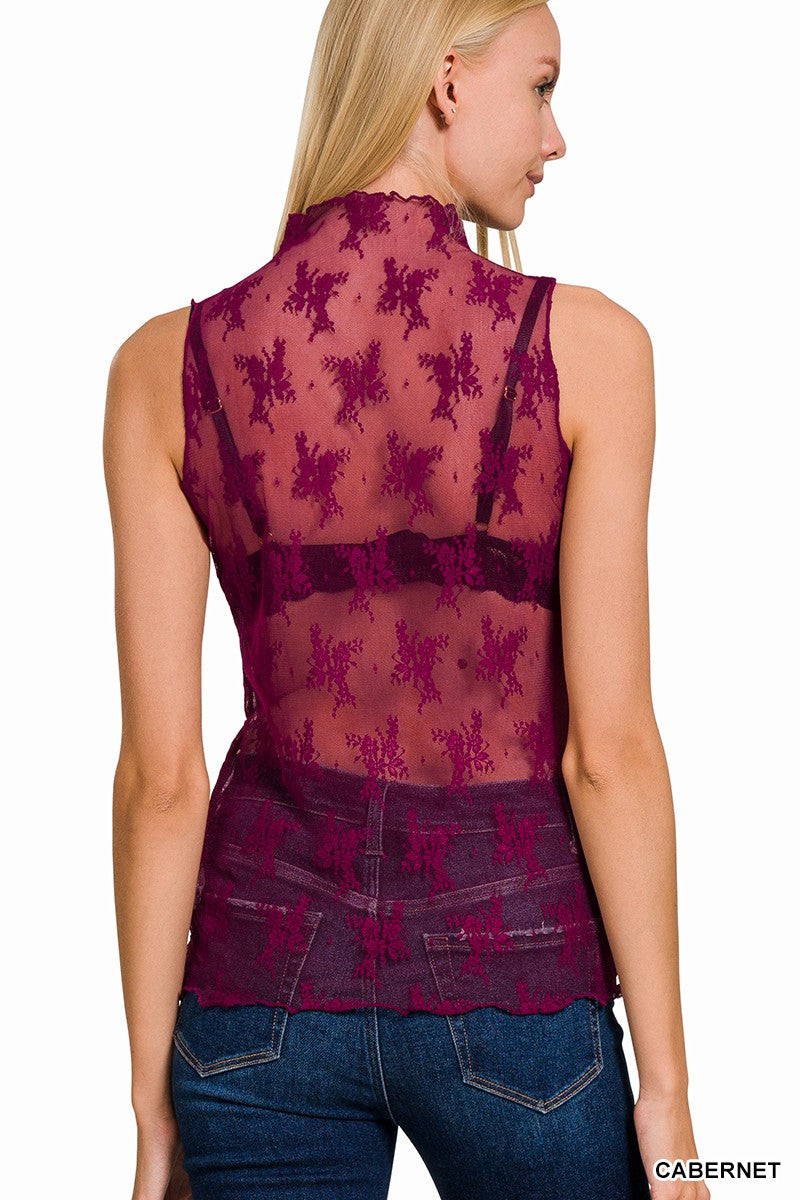 Lace See Through Layering Sleeveless Top