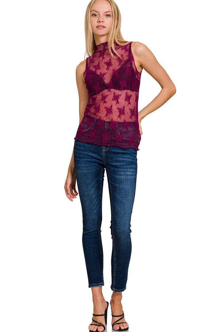 Lace See Through Layering Sleeveless Top
