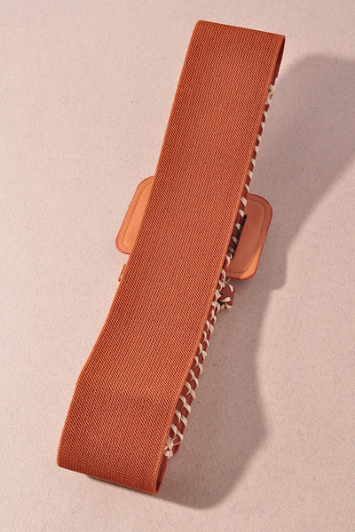 Contrast Whip Stitch Cover Buckle Elastic Belt