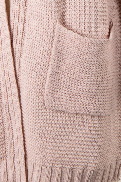 Long Sleeve Ribbed Trim Cable Knit Cardigan