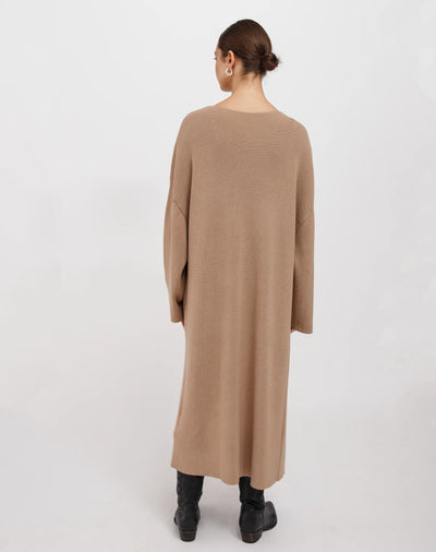 Matilda Oversized Longline Knit Cardigan - Fawn