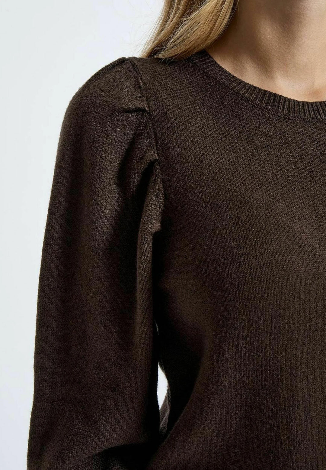Anissa Rib V-Neck Knit Dress - Java Brown Mélange