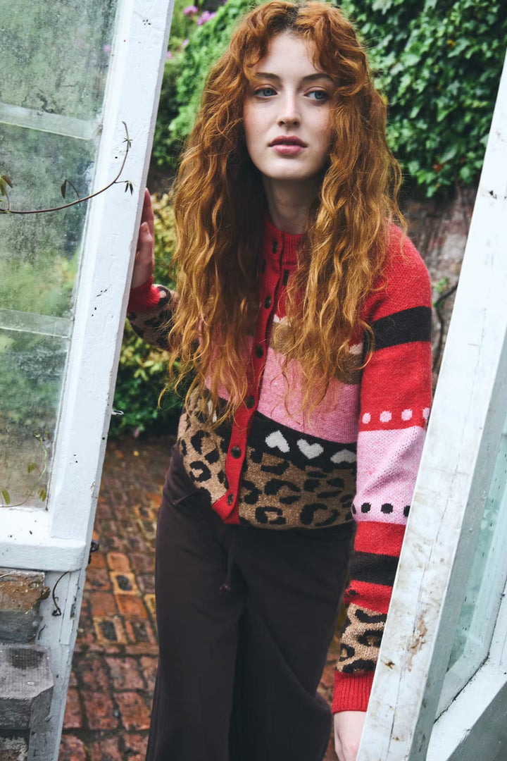 Livoni Knit Cardigan - Poinsettia Multi Pattern