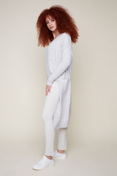 Long Open Cardigan - Heather Bone