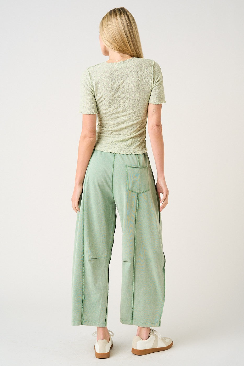 RESTOCKED!! Mineral Wash Seam Detail Pull On Barrel Pants