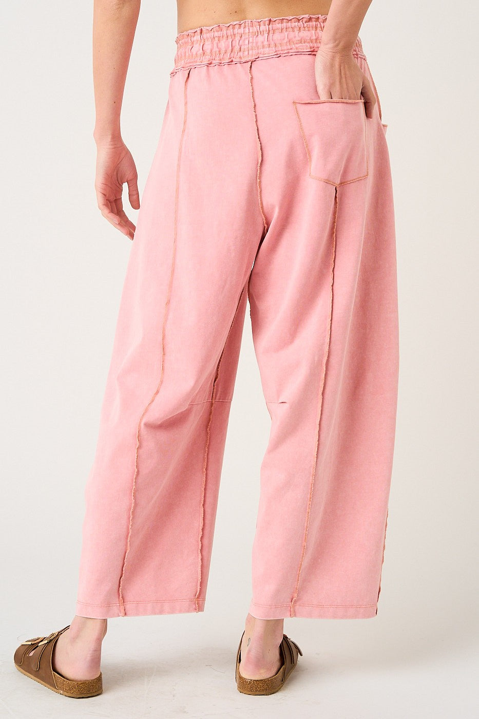 RESTOCKED!! Mineral Wash Seam Detail Pull On Barrel Pants