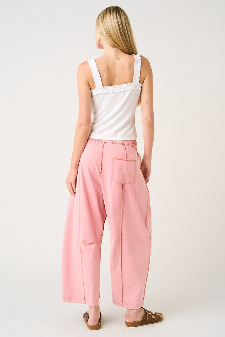 RESTOCKED!! Mineral Wash Seam Detail Pull On Barrel Pants