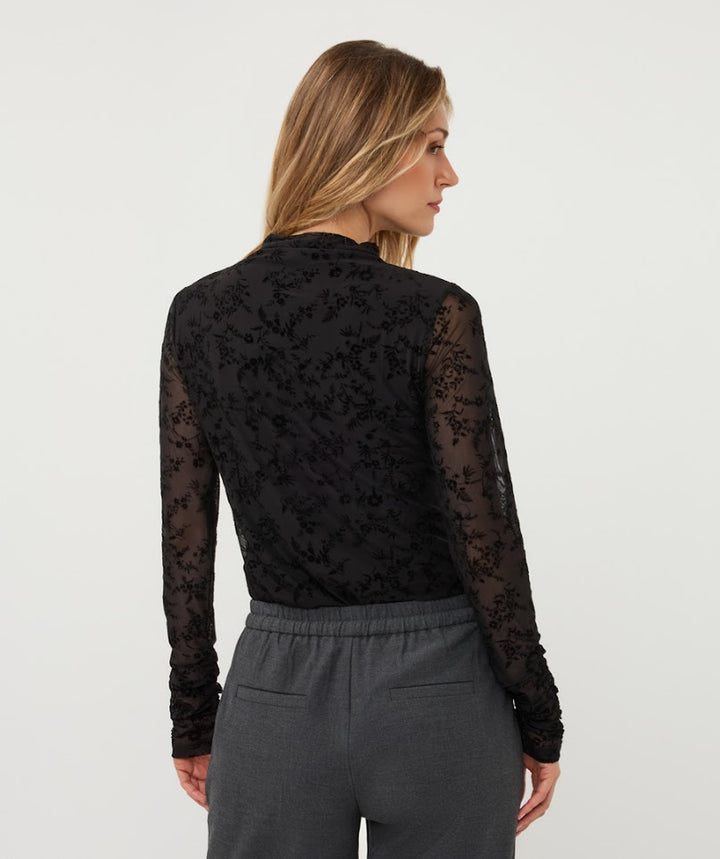 Mesh Flock Top - Black