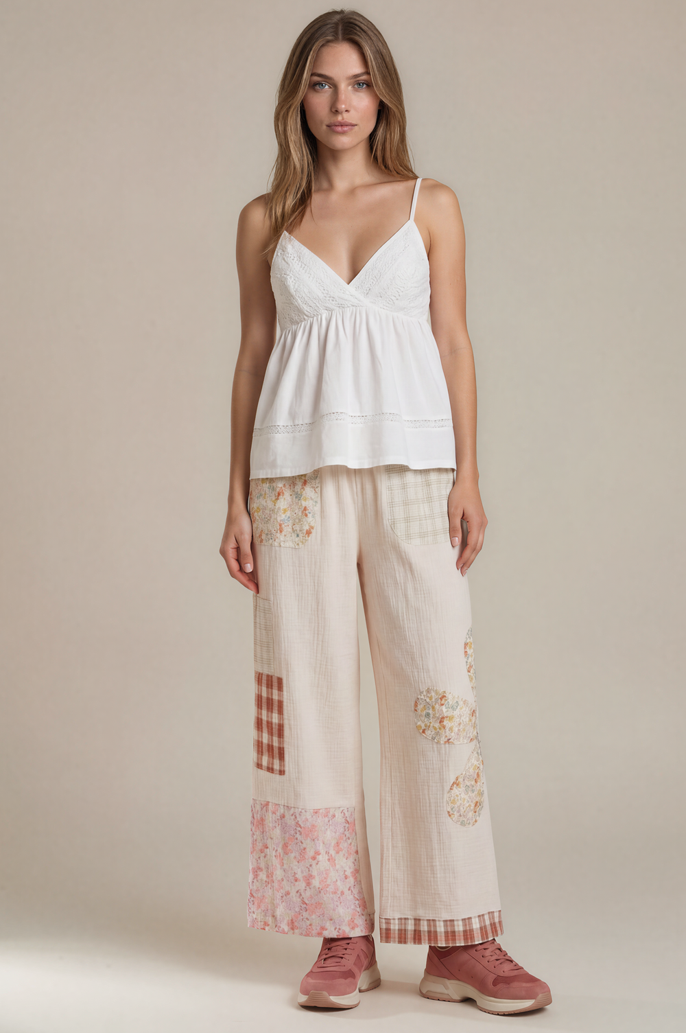 Boho Patchwork Wide Leg Pants - Ivory Multi – Ulla-La Boutique