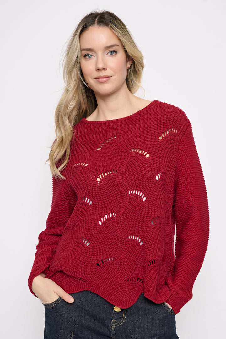 Scalloped Hem Top - Ribbon Red
