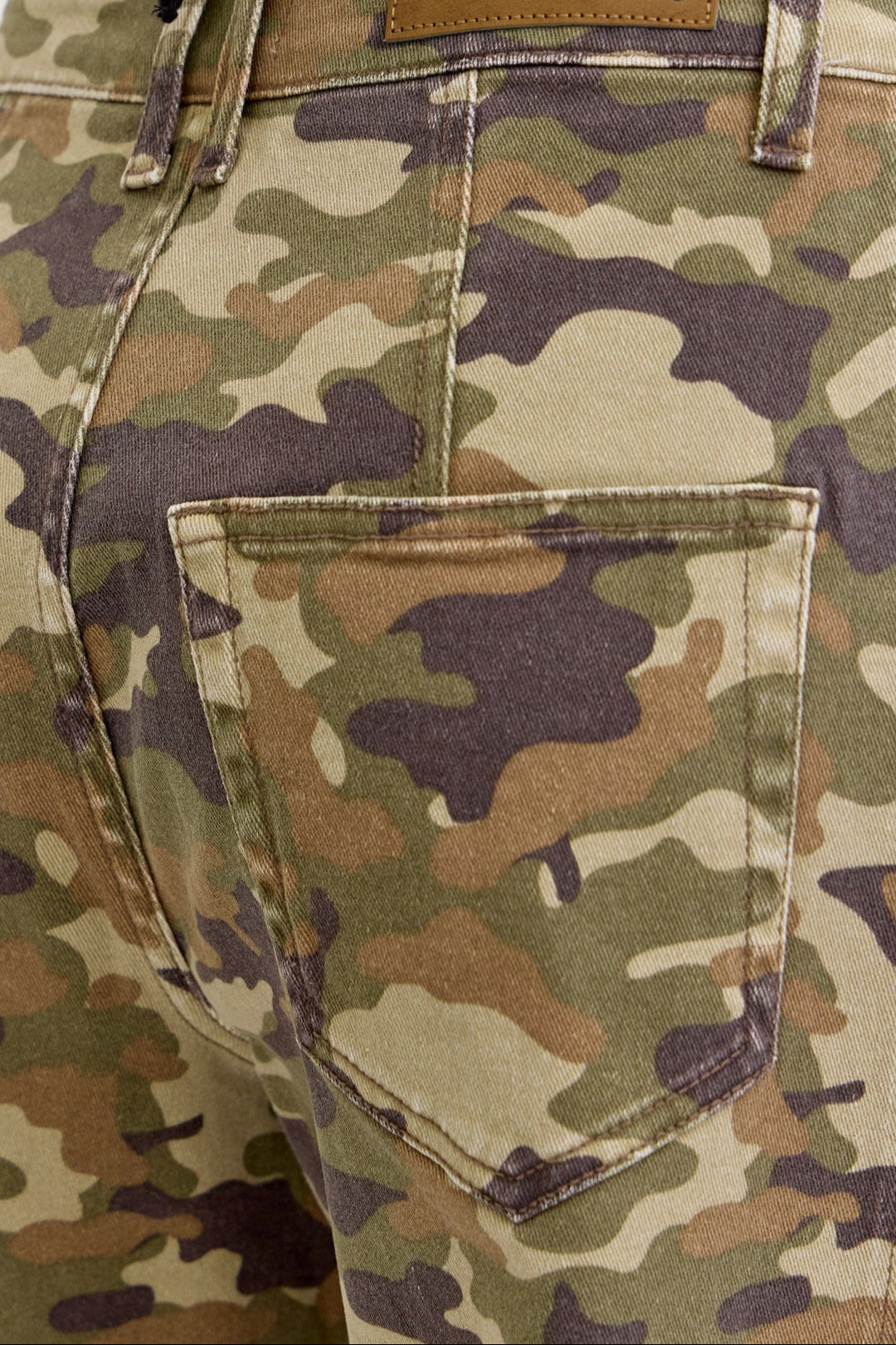 Camouflage  barrel jeans on a white background