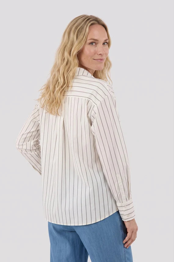 Long Sleeve Hi-Low Striped Shirt