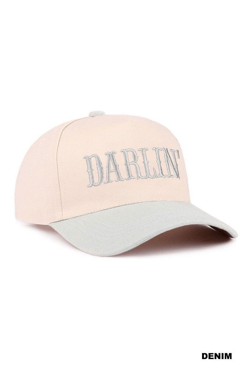 Pink and gray cap with &